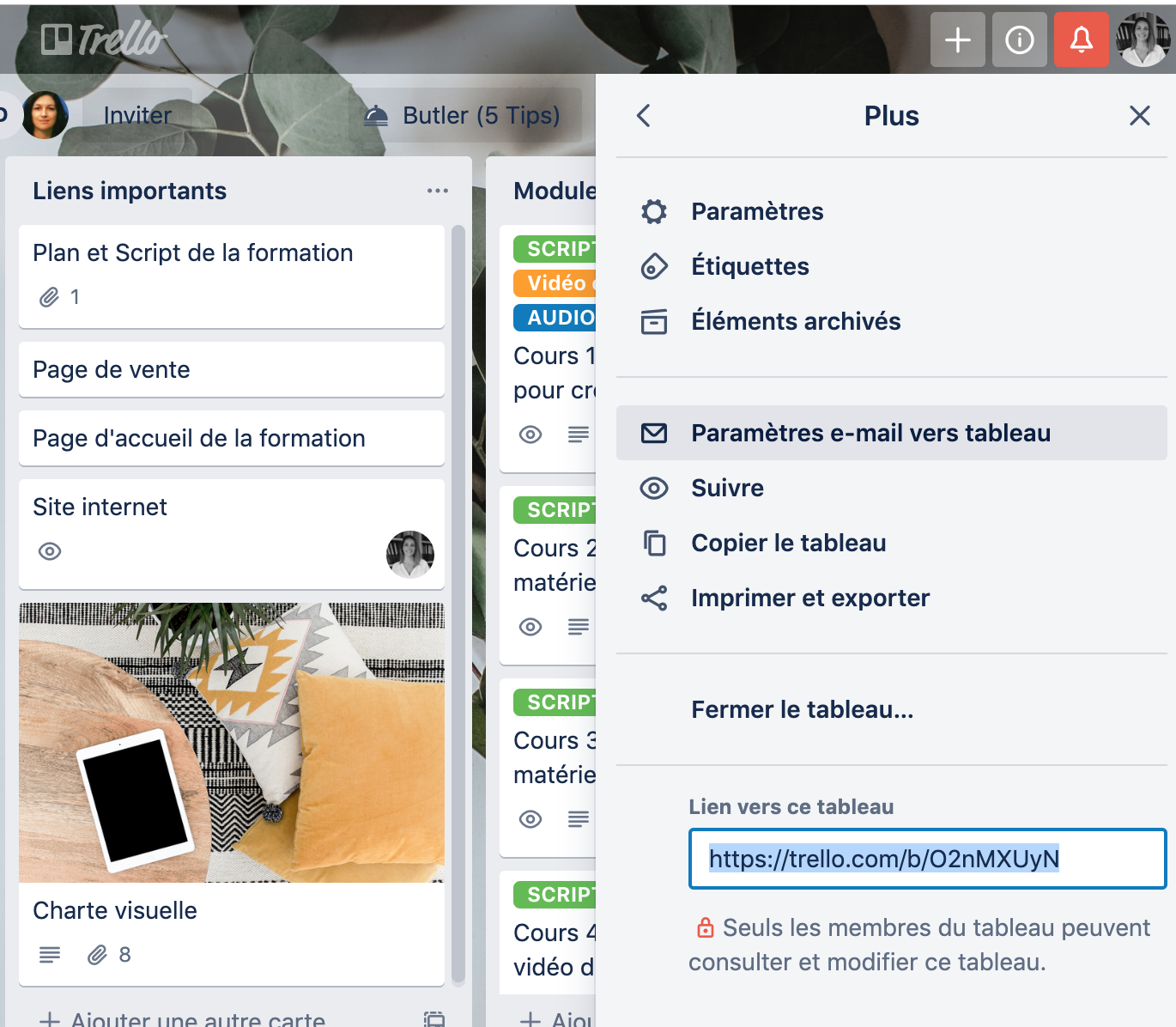 Adresse email sur Trello