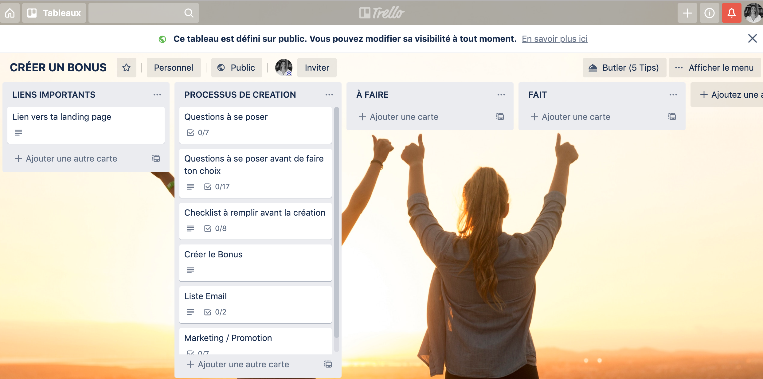 Interface de Trello