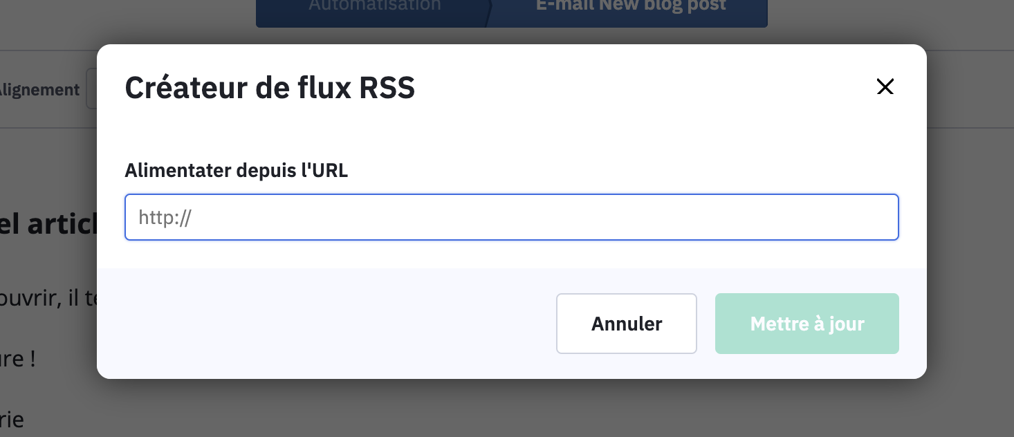 intégrer un flux rss dans une campagne email