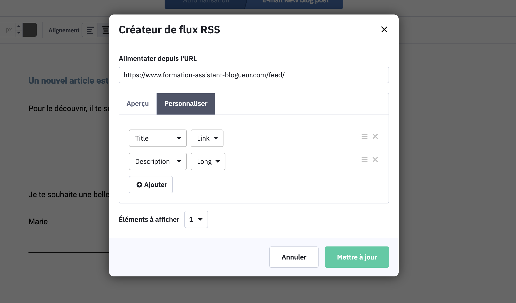 intégrer un flux rss dans une campagne email