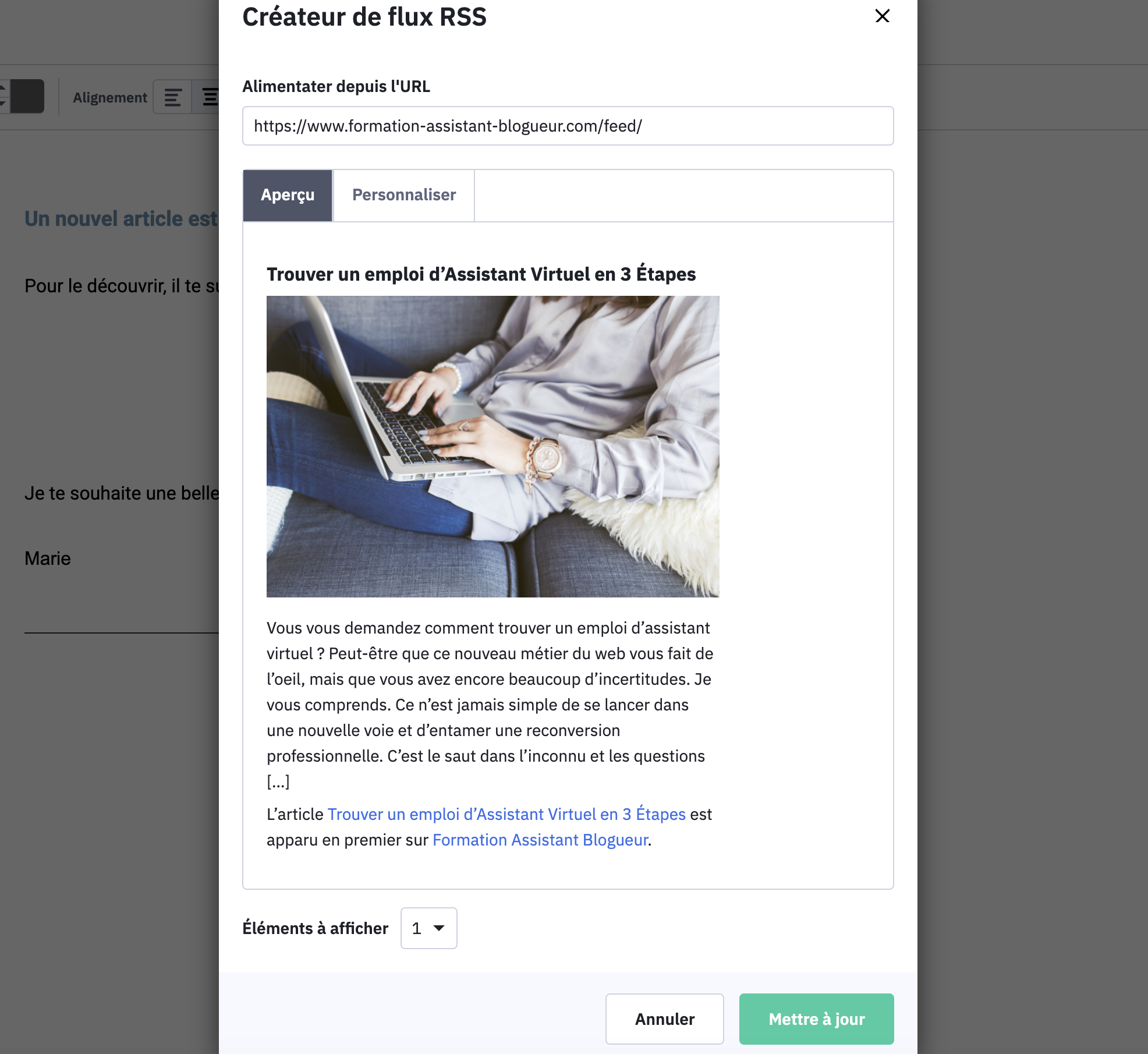intégrer un flux rss dans une campagne email