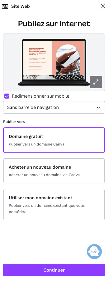 publier son site internet avec canva