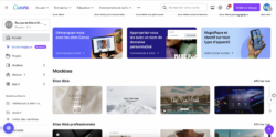 interface canva modèle site web 